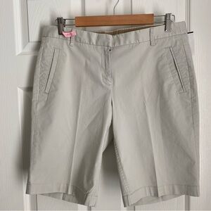 Women’s J. Crew Khaki Stretch Flat Front Closure Zip Fly Bermuda Shorts Size 8